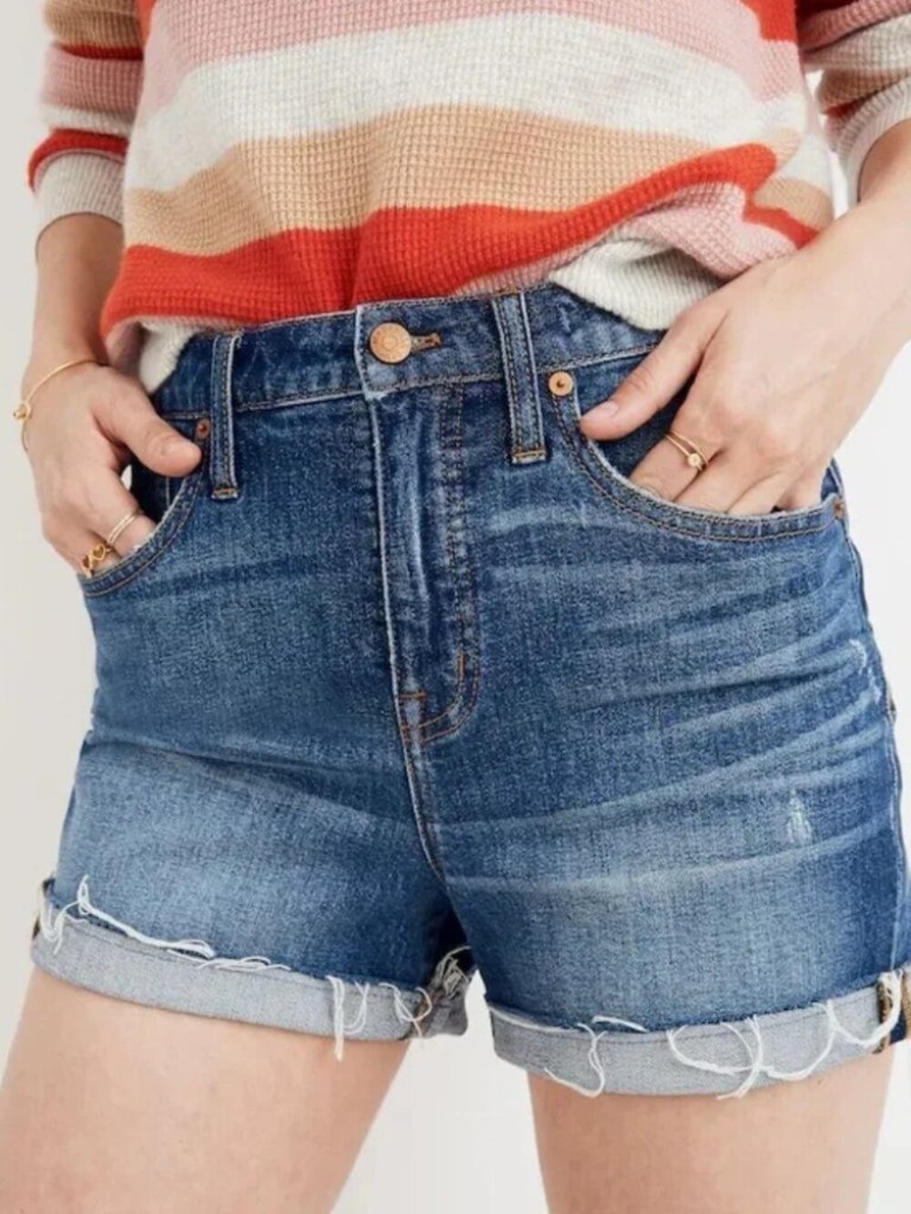 Madewell High Rise Cuff Off Shorts Glenoaks Wash Size 27